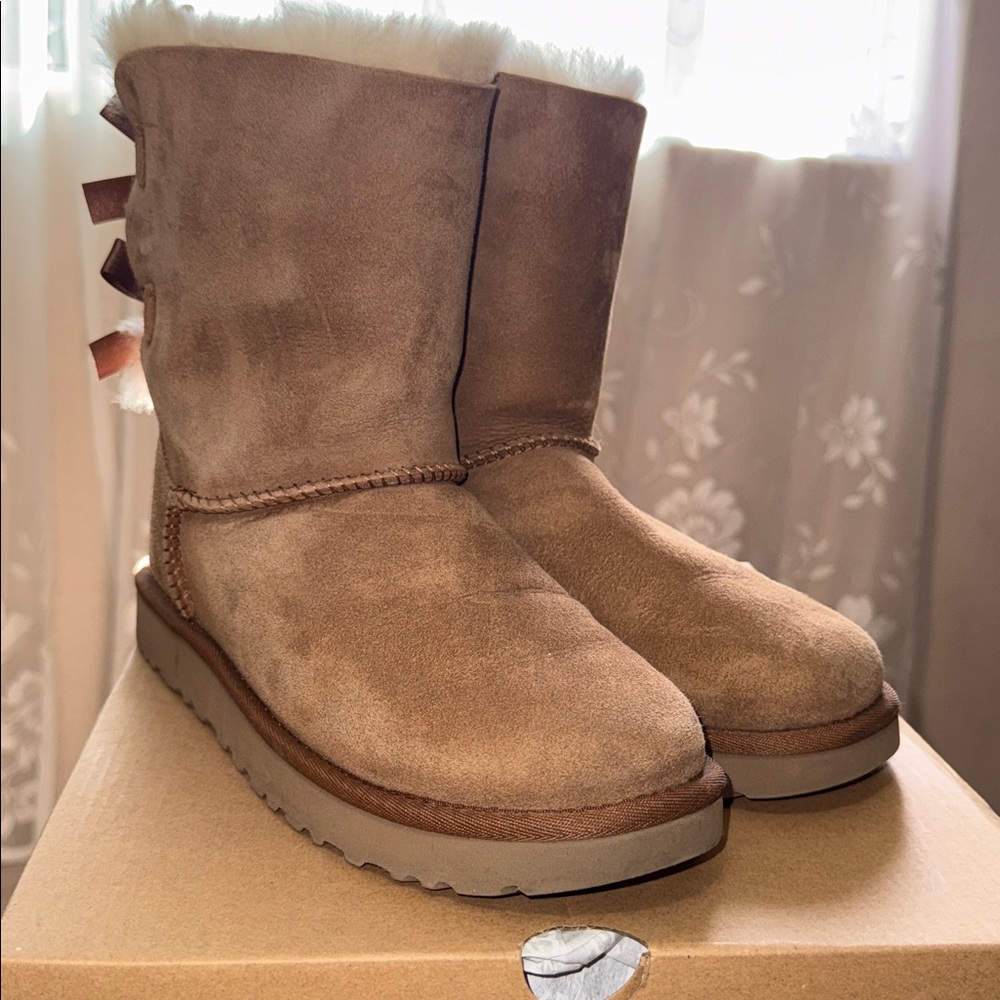 UGG Brown Suede Boots with Bows